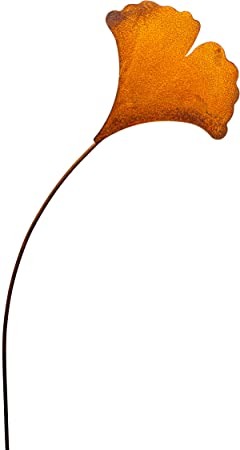 Decoro in acciaio corten a forma di FOGLIA di GINKGO