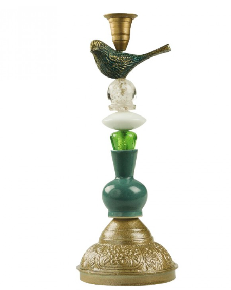 Candelabro artigianale basso con uccellino MIHO UNEXPECTED THINGS