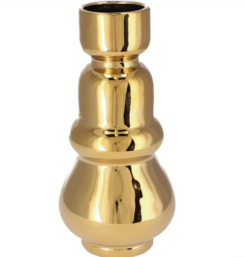Vaso alto di ceramica oro